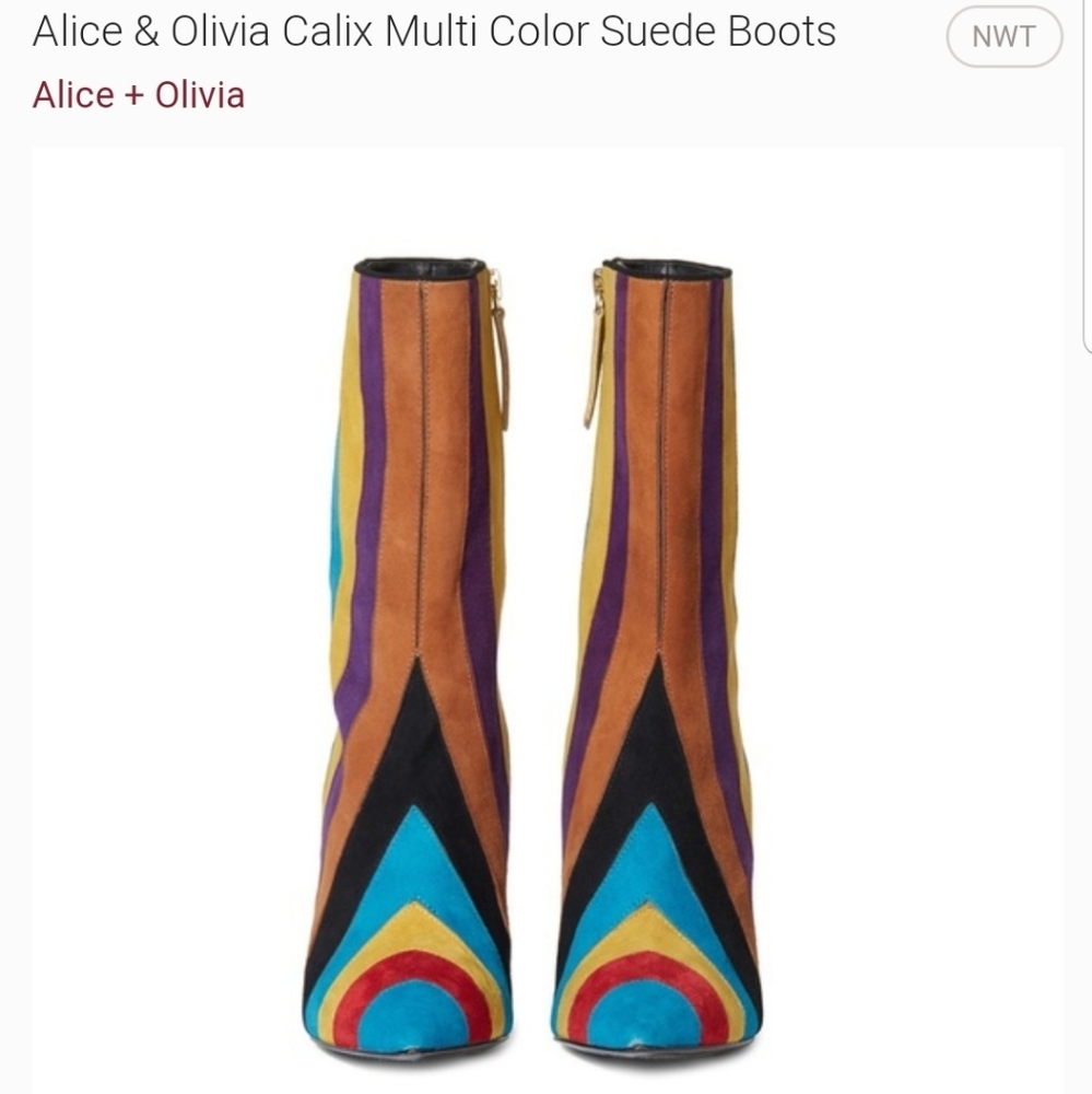 Alice & Olivia Calix multi color suede boots